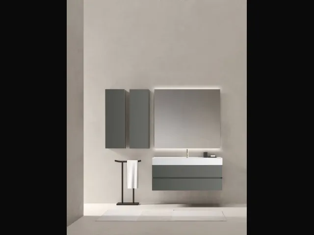 Mobile da bagno sospeso in laccato opaco Zenit 24 10 di Milldue