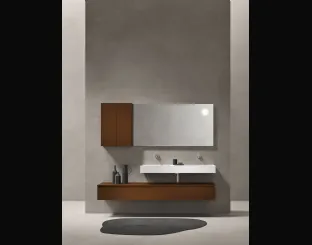 Mobile da bagno sospeso in laccato opaco color caffè Zenit 24 07 di Milldue