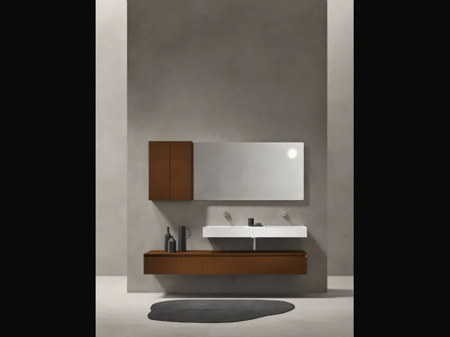 Mobile da bagno sospeso in laccato opaco color caffè Zenit 24 07 di Milldue