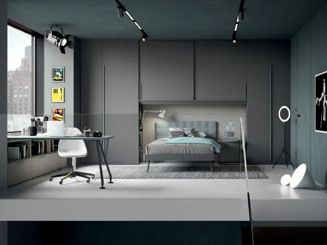Cameretta soppalcata in laccato opaco Alpha Armadio a Ponte C09 di Doimo Cityline