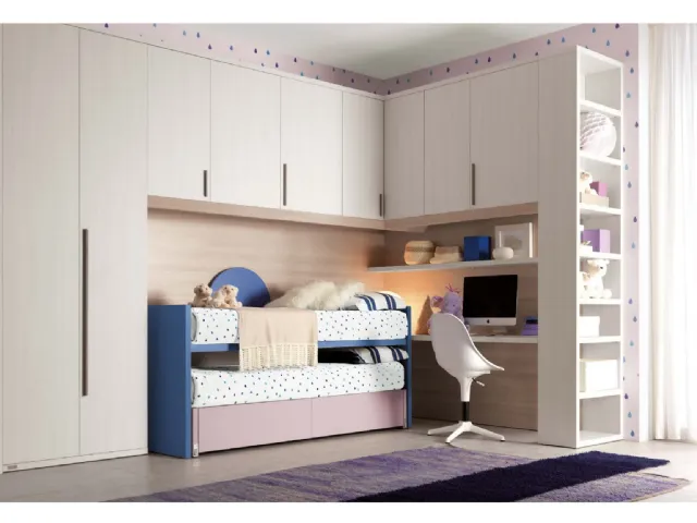 Cameretta angolare Alpha Letto a Soppalco G030 di Doimo Cityline