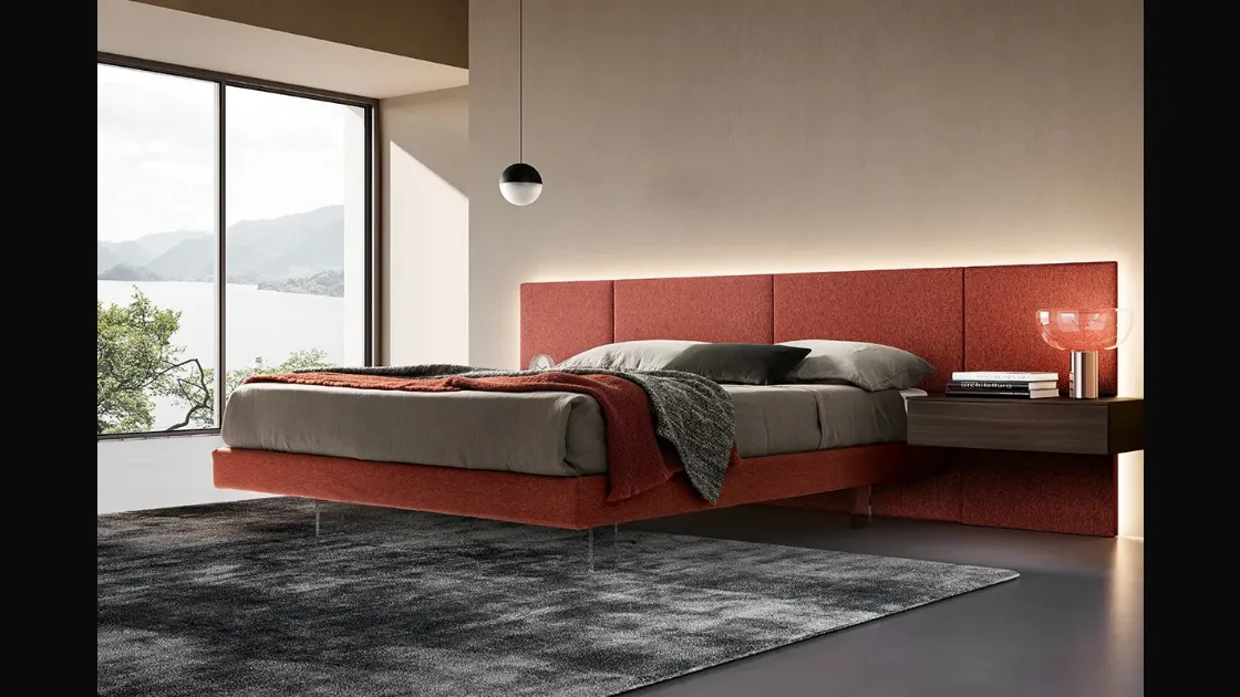 Letto Modula in tessuto con piedini trasparenti di Adok