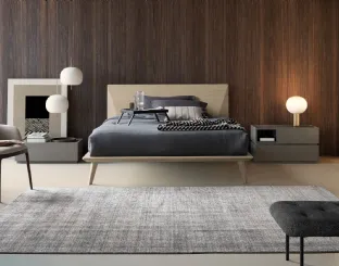 Letto di design in legno con testiera sfaccettata Kiru di Dall'Agnese