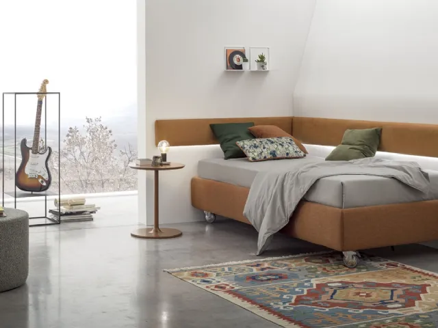 Daybed Singolo in tessuto con secondo letto estraibile o contenitore Joy Estraibile di V&Nice