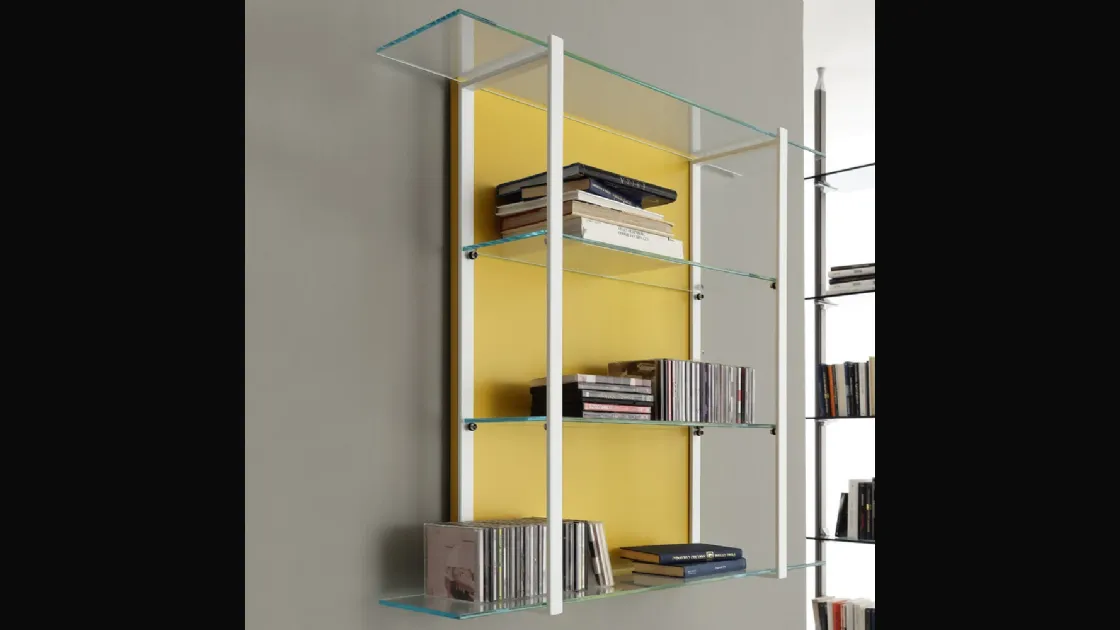 Libreria sospesa Icon 01 in metallo e vetro di Ponti Terenghi