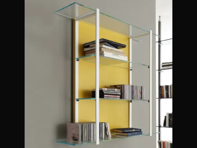 Libreria sospesa Icon 01 in metallo e vetro di Ponti Terenghi