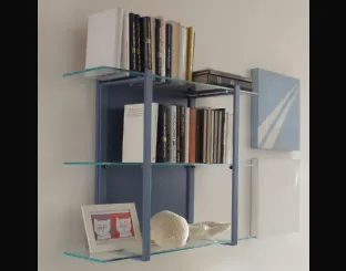 Libreria sospesa Icon 02 in metallo e vetro di Ponti Terenghi