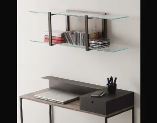 Libreria sospesa Icon 03 in metallo e vetro di Ponti Terenghi