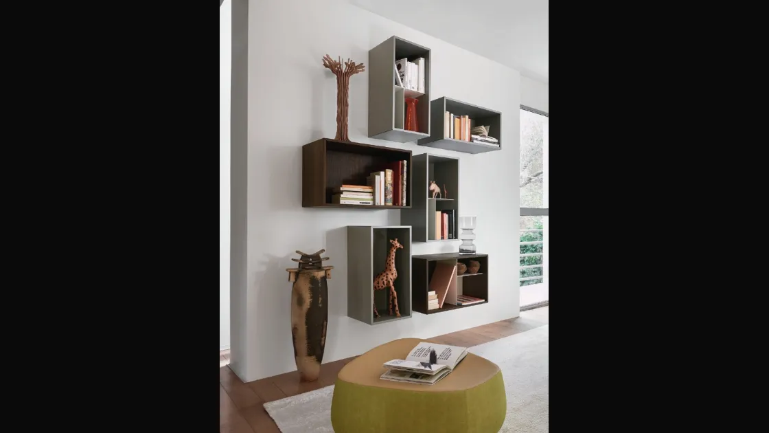 Libreria Lampo L6C07 in laccato opaco di Sangiacomo