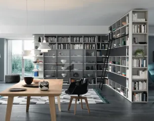 Libreria Modo Angolare Divisoria in laccato opaco e vetro di Sangiacomo