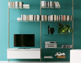 Libreria Portofino in metallo, vetro e laccato di Ponti Terenghi