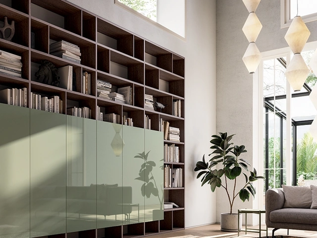 Libreria Speed Componibile in legno e laccato lucido di Dall'Agnese