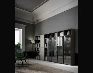 Libreria a muro in laccato grigio e ante in vetro Speed Up 04 di Dall'Agnese