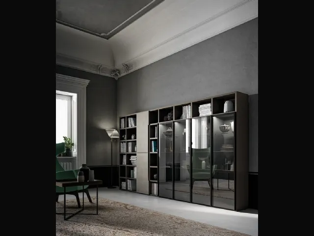 Libreria a muro Speed Up 04 in effetto Resina Dark Grey di Dall'Agnese