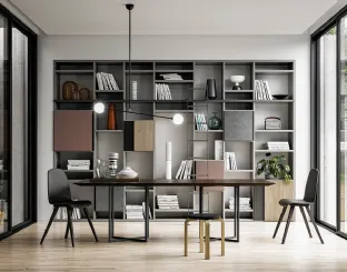 Libreria a muro Speed Up 05 in laccato Dark Grey, terracotta, Piombo e finitura Rovere di Dall'Agnese