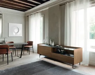 Madia Cabaret 56B in impiallacciato Noce e top in ceramica di Sangiacomo
