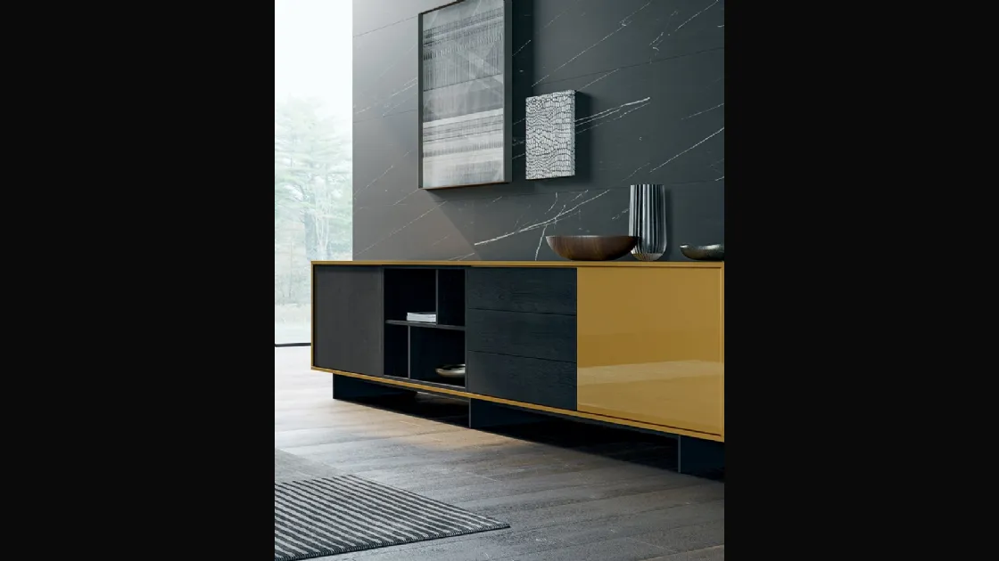 Madia componibile Code in laccato lucido e legno di Dall'Agnese