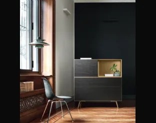 Madia Domino IN2 25I in Rovere carbone e laccato metallo Ottone di Sangiacomo