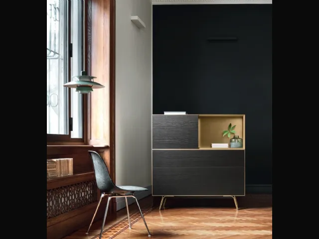 Madia Domino IN2 25I in Rovere carbone e laccato metallo Ottone di Sangiacomo