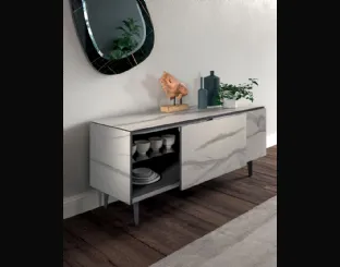 Madia moderna Plana in marble glass Onice lucido di Ozzio