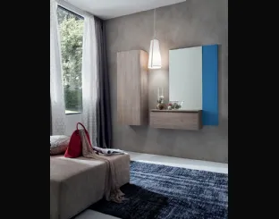 Mobile ingresso in melaminico effetto Rovere con specchio Stella di La Primavera