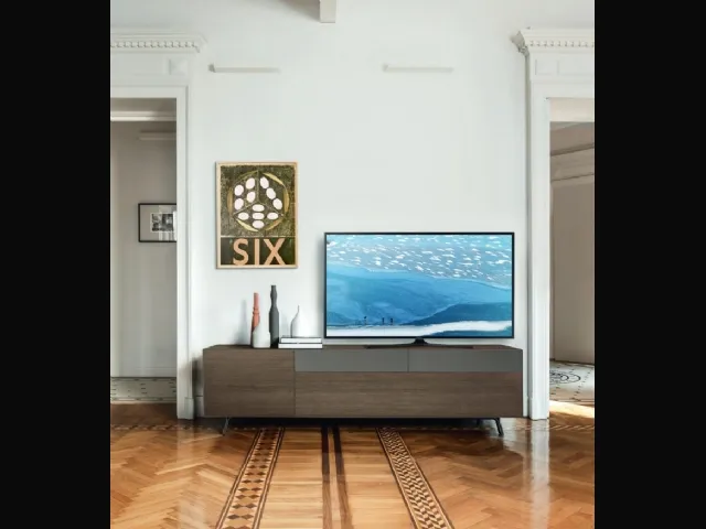 Mobile Porta Tv Domino Mono 8M sx in Rovere argilla di Sangiacomo