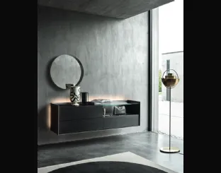 Mobile sospeso Cabaret 53B SX in Rovere carbone e top in ceramica di Sangiacomo