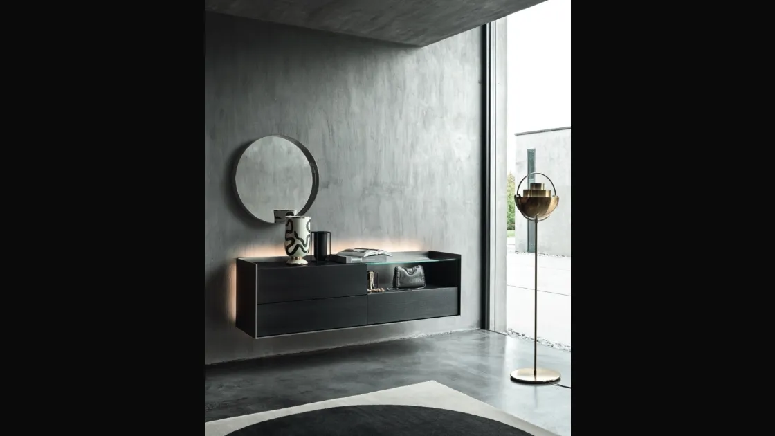 Mobile sospeso Cabaret 53B SX in Rovere carbone e top in ceramica di Sangiacomo