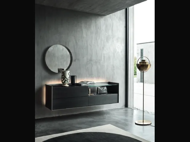 Mobile sospeso Cabaret 53B SX in Rovere carbone e top in ceramica di Sangiacomo