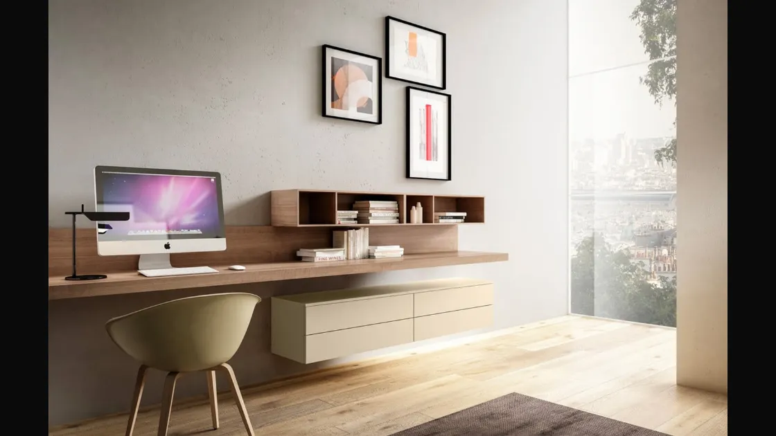 Mobile sospeso Living 08 in legno e laccato opaco di Arredo3
