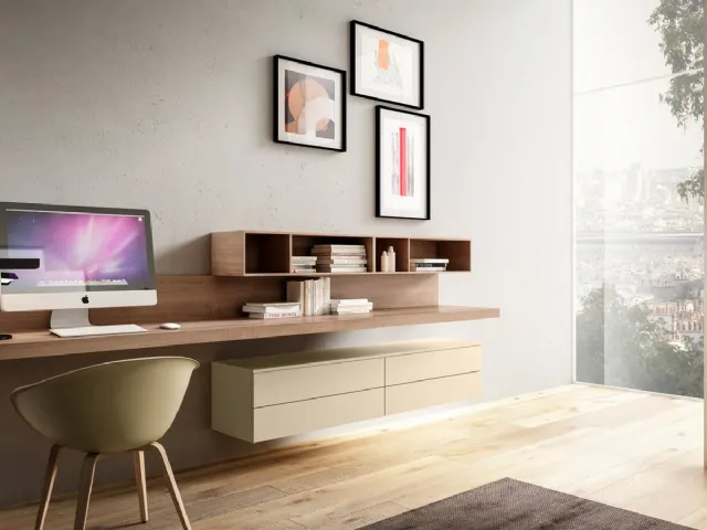 Mobile sospeso Living 08 in legno e laccato opaco di Arredo3