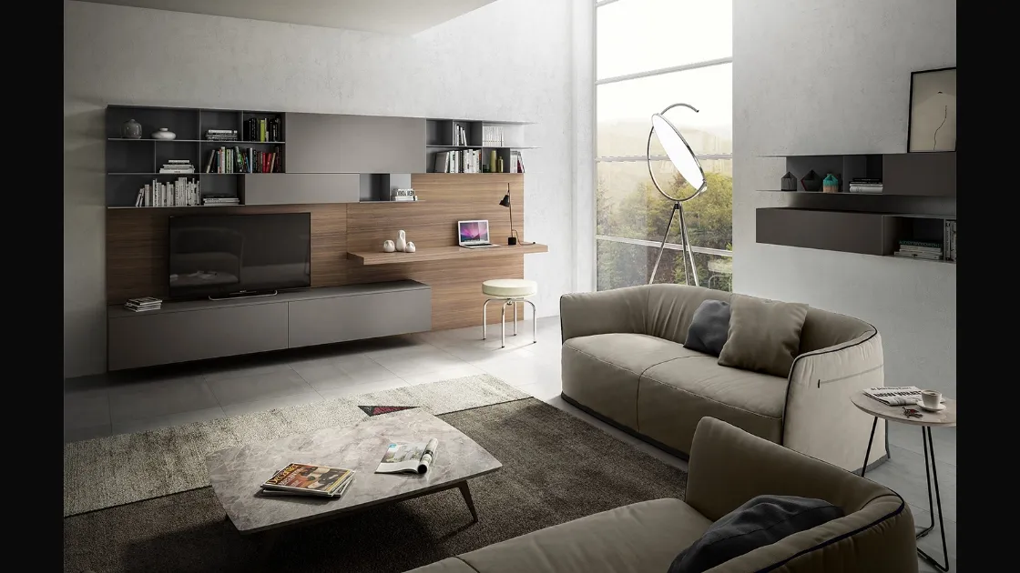 Parete Attrezzata Living 07 in laminato Grigio Londra di Arredo3