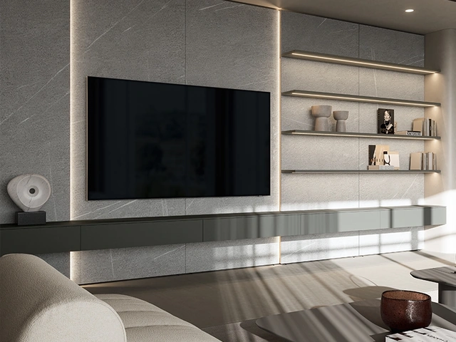 Parete Attrezzata Boiserie in laccato e HPL di Dall'Agnese