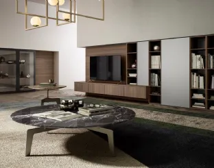 Parete Attrezzata Living 09 in legno, laccato opaco e vetro di Arredo3