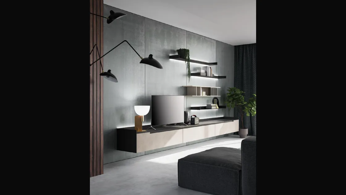 Parete attrezzata Slim Up Comp 03 Resina Tortora di Dall'Agnese