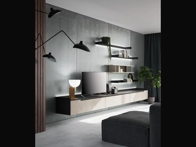 Parete attrezzata Slim Up Comp 03 Resina Tortora di Dall'Agnese