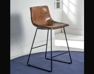 Sgabello Dublin Stool slitta in ecopelle cuoio vissuto cognac di La Seggiola