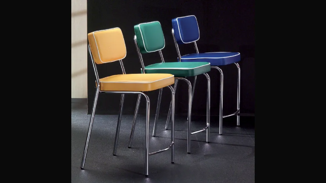 Sgabello Hollywood Stool 60 in ecopelle imbottita di La Seggiola