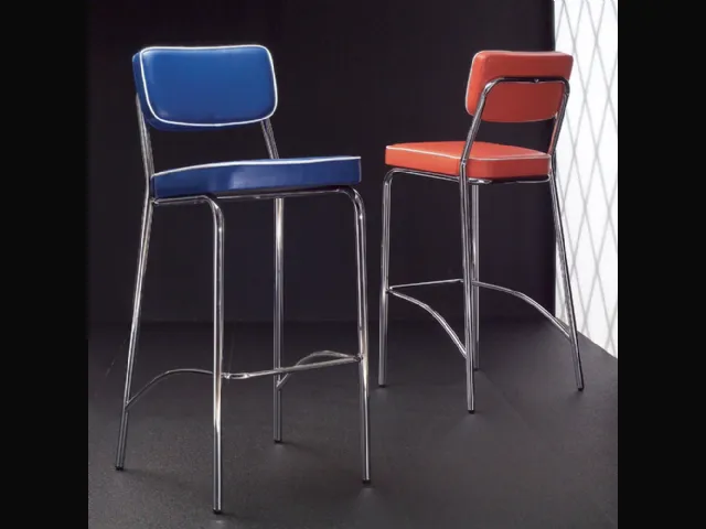 Sgabello Hollywood Stool 75 in ecopelle imbottita di La Seggiola