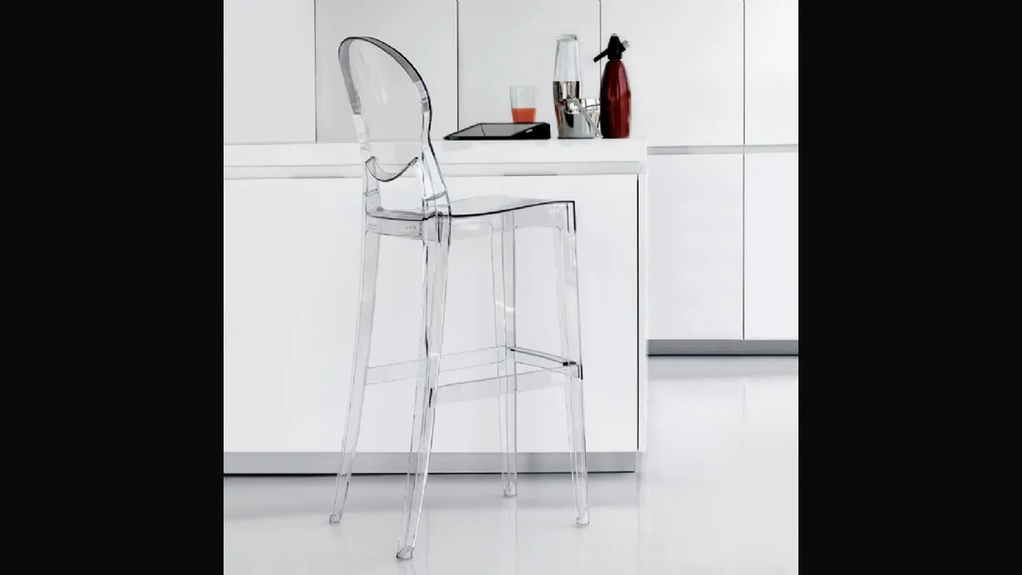 Sgabello Ink Stool 74 in policarbonato trasparente di La Seggiola