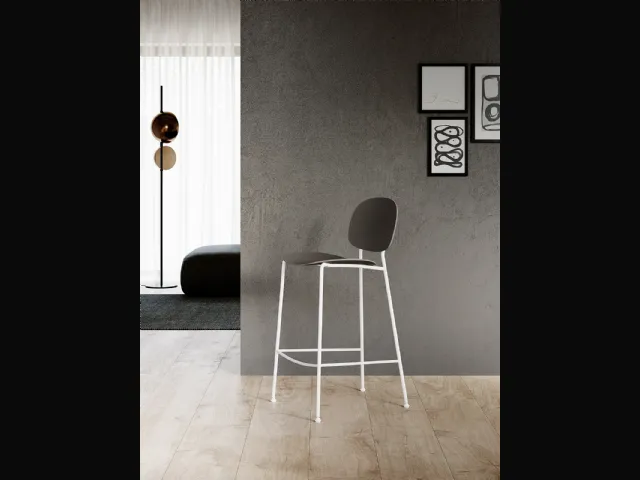 Sgabello Lisa L in multistrato di Rovere e struttura in acciaio verniciato di Arredo3