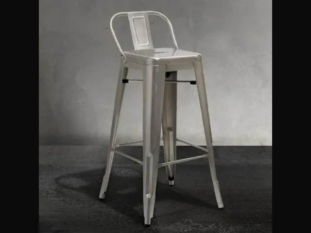 Sgabello Route 66 Back Stool 65 in metallo di La Seggiola