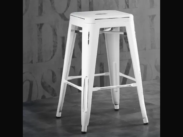 Sgabello Route 66 Stool 65 in metallo bianco anticato di La Seggiola