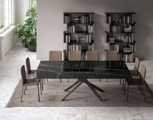 Tavolo allungabile 4x4 in Marble Glass di Ozzio