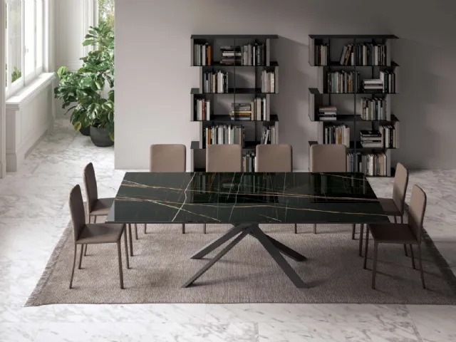 Tavolo allungabile 4x4 in Marble Glass di Ozzio