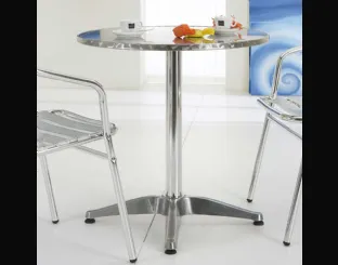 Tavolo rotondo Allumix Table in acciaio Inox bulinato di La Seggiola