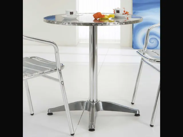 Tavolo rotondo Allumix Table in acciaio Inox bulinato di La Seggiola