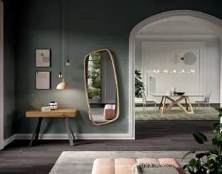Consolle allungabile in rovere con base in metallo con tre allunghe a libro CO4L di Ozzio