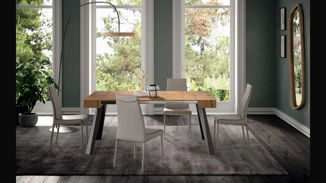 Consolle allungabile in rovere con base in metallo CO4L di Ozzio