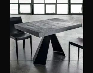 Tavolo allungabile Compact in nobilitato folding color antracite e base in metallo verniciato nero di La Seggiola